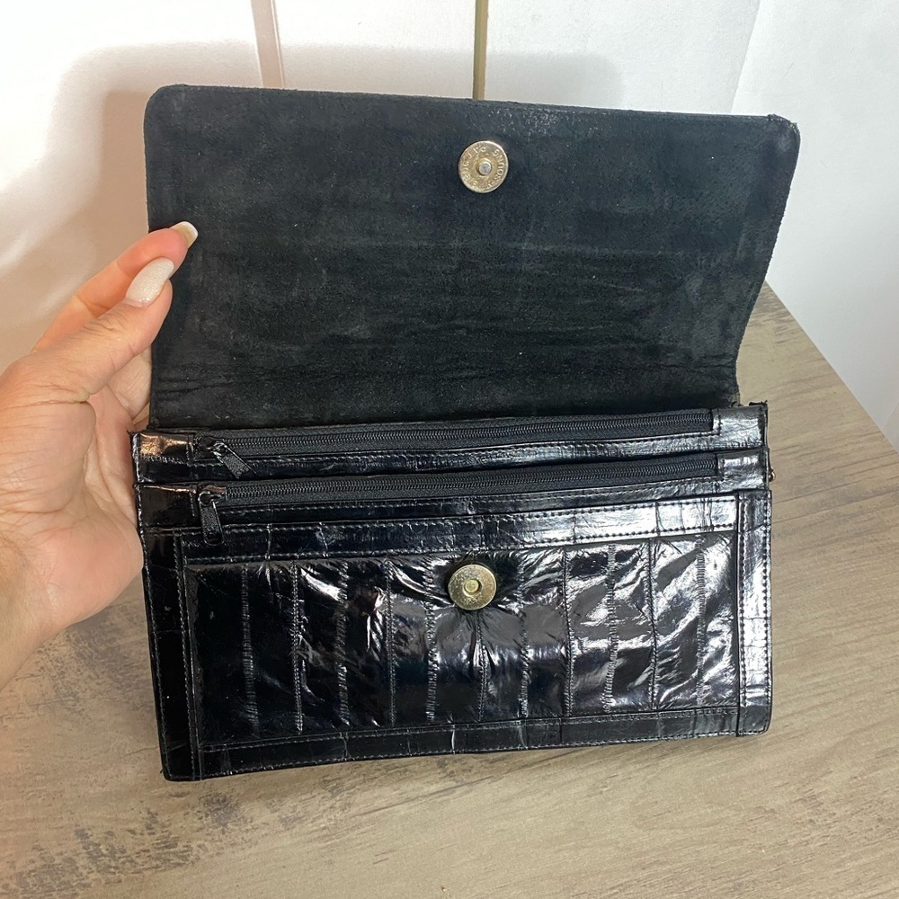 Vintage Black Eel Skin Clutch - leather of the Sea - Picture 3 of 6